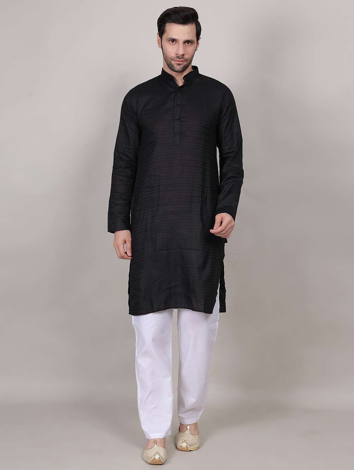 men self design mandarin neck kurta with trousers ethnic wear set