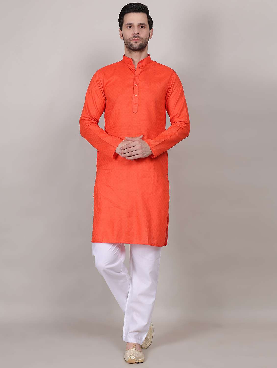 men self design mandarin neck kurta with trousers ethnic wear set