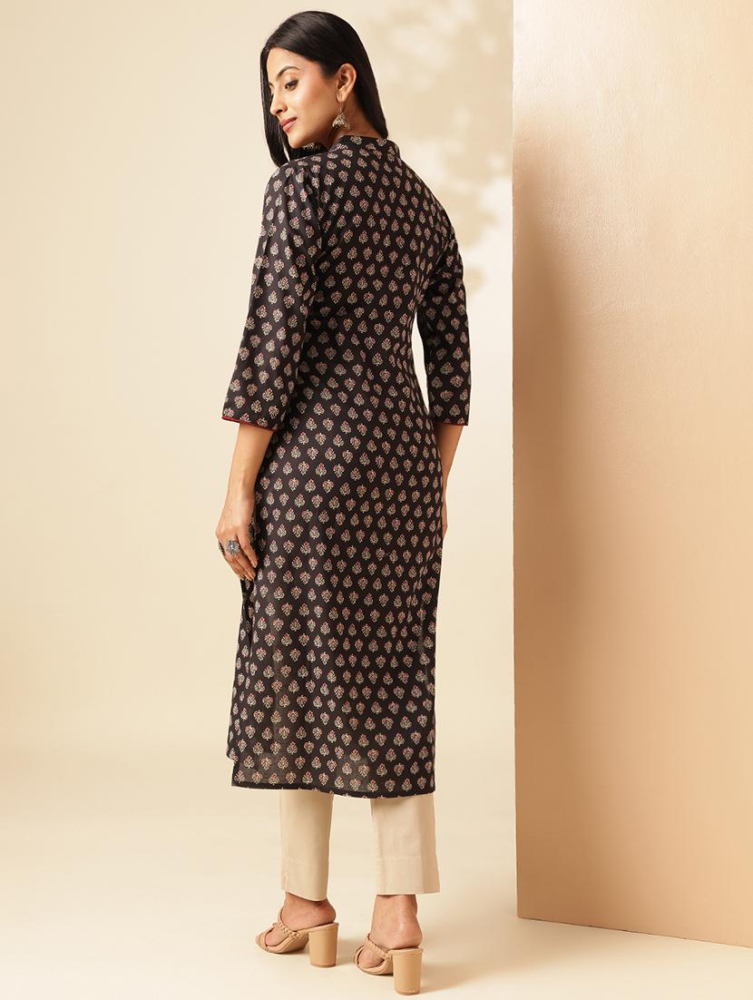 women three quarter sleeve straight kurta - 21909586 - Standard Image - 4