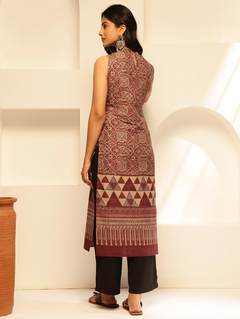 women printed sleeveless straight kurta - 21909607 - Standard Image - 4