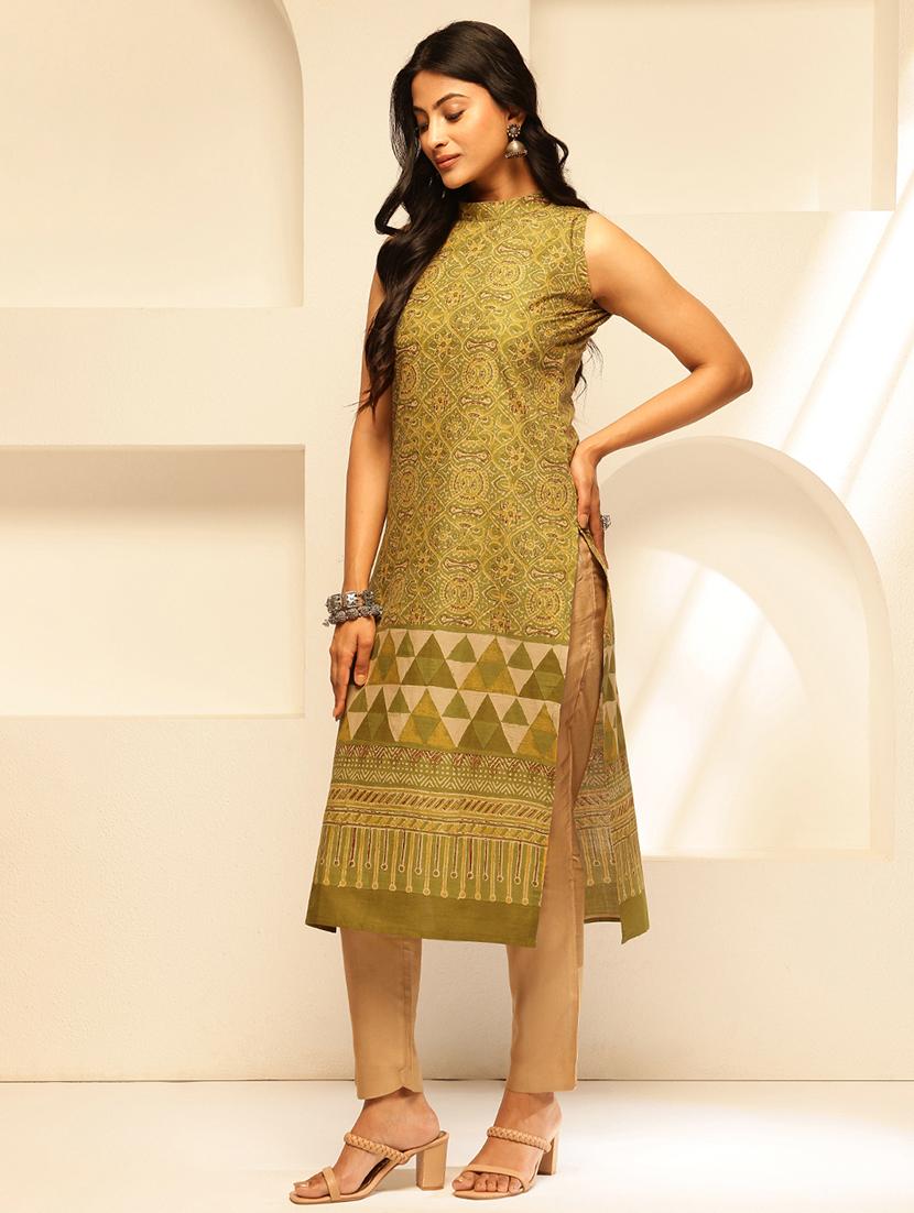 women printed sleeveless straight kurta - 21909610 - Standard Image - 1