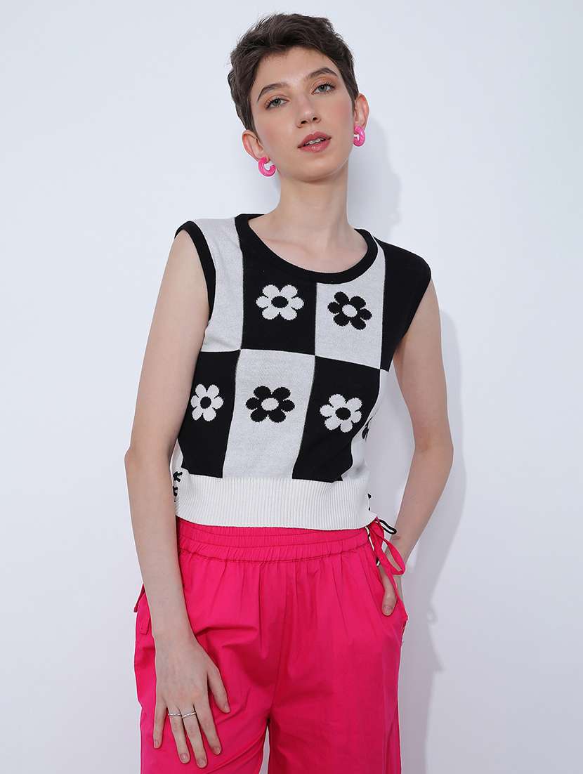 women color blocked sleeveless crop  top - 21909795 -  Standard Image - 1