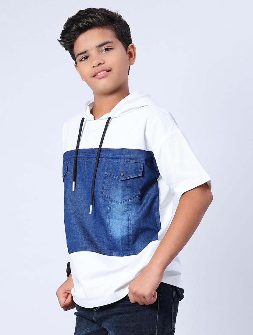 boys solid short sleeve regular fit hooded t-shirt - 21909829 -  Standard Image - 1