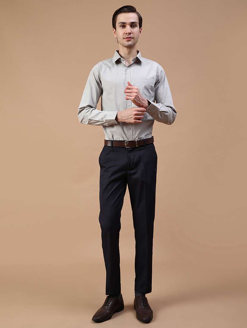 men solid mid rise slim fit formal trouser - 21909889 -  Standard Image - 4