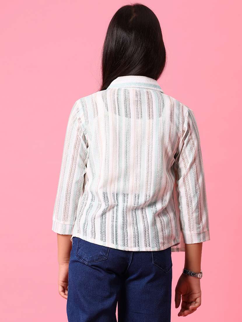 girls striped three quarter sleeve shirt top - 21909891 -  Standard Image - 4