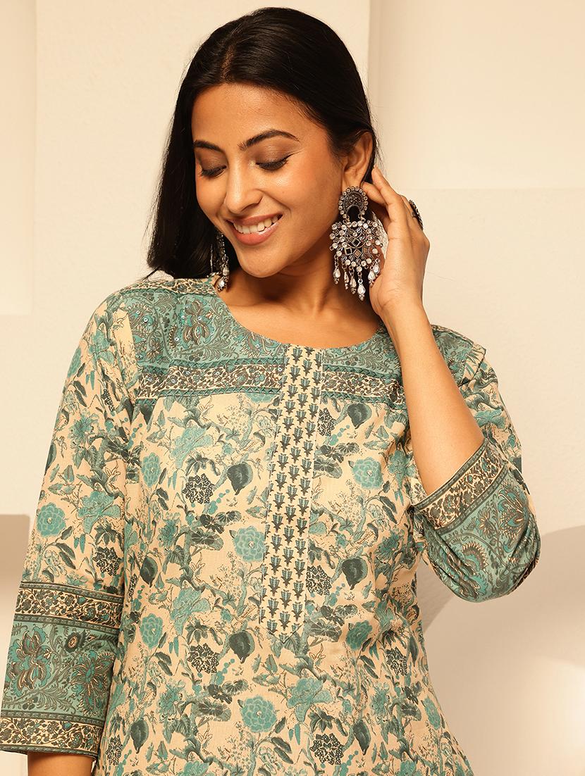 women three quarter sleeve kurta palazzo with dupatta set - 21909936 - Standard Image - 4