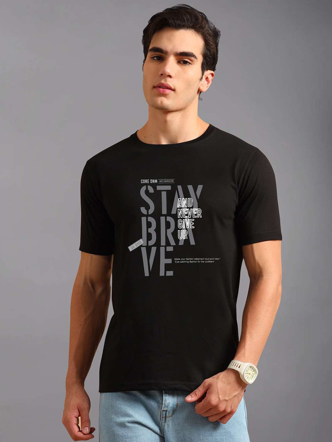 men front print short sleeve regular fit t-shirt