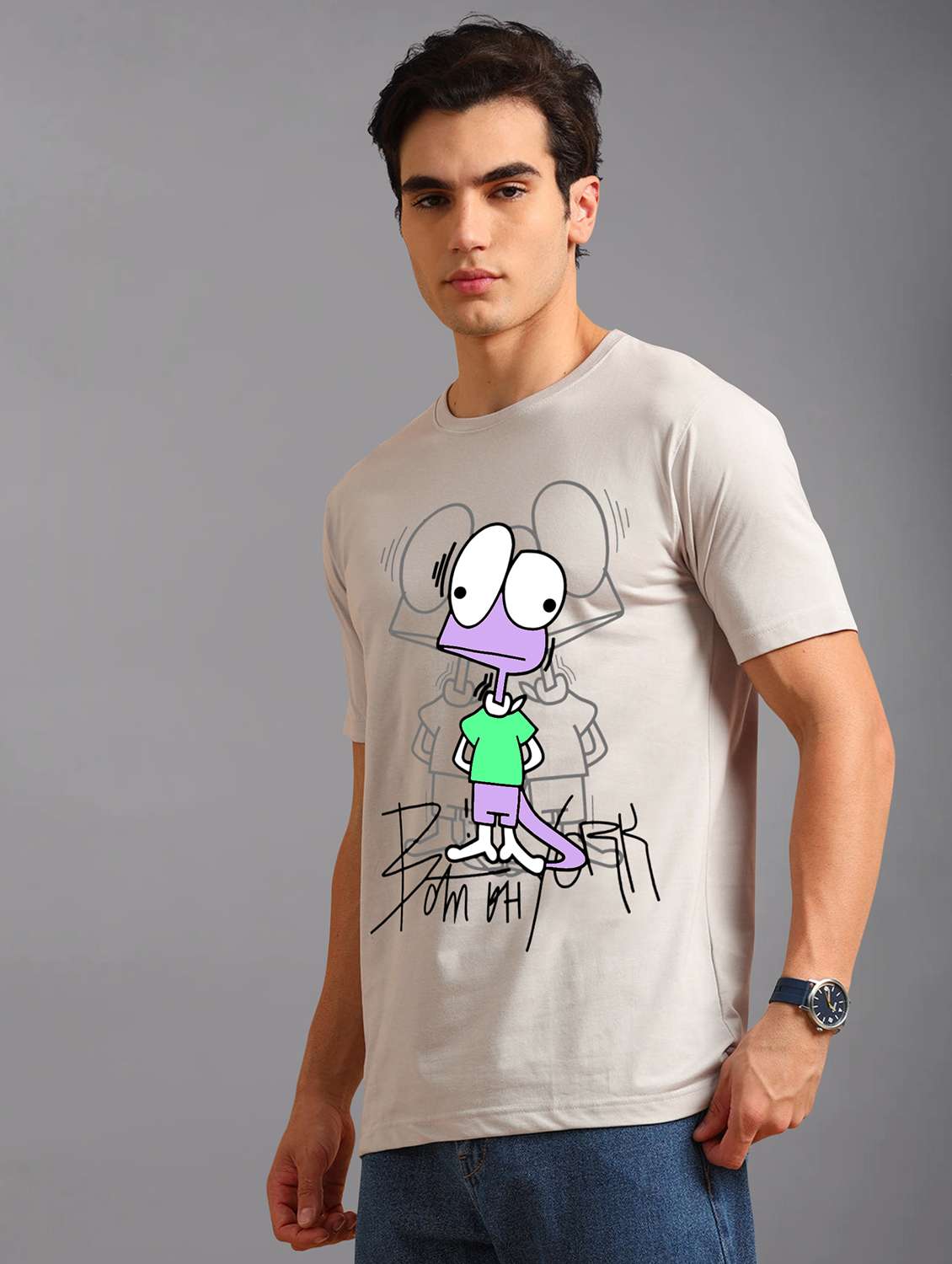 men front printed short sleeves t-shirt - 21910007 -  Standard Image - 1