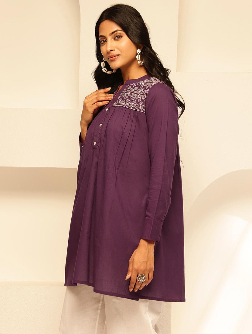 women embroidered long sleeves a-line kurti - 21910113 - Standard Image - 1