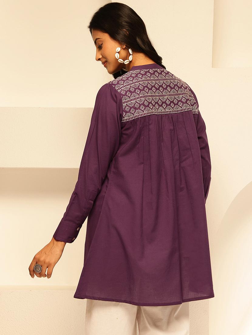 women embroidered long sleeves a-line kurti - 21910113 - Standard Image - 4