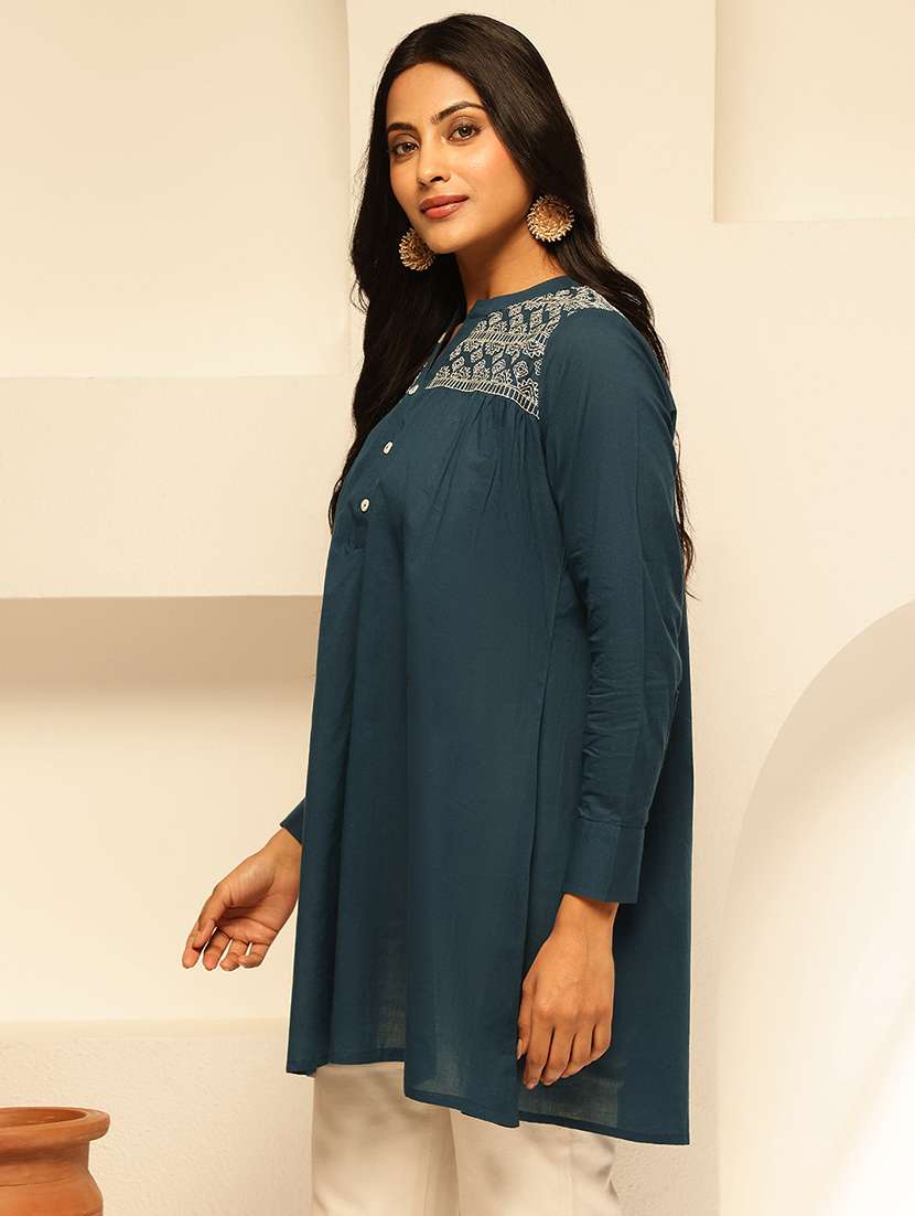 women embroidered long sleeves a-line kurti - 21910114 - Standard Image - 1