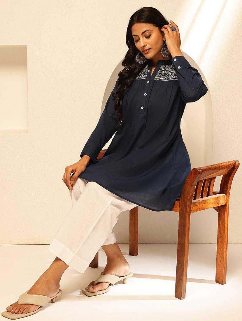 women embroidered long sleeves a-line kurti - 21910115 - Standard Image - 6