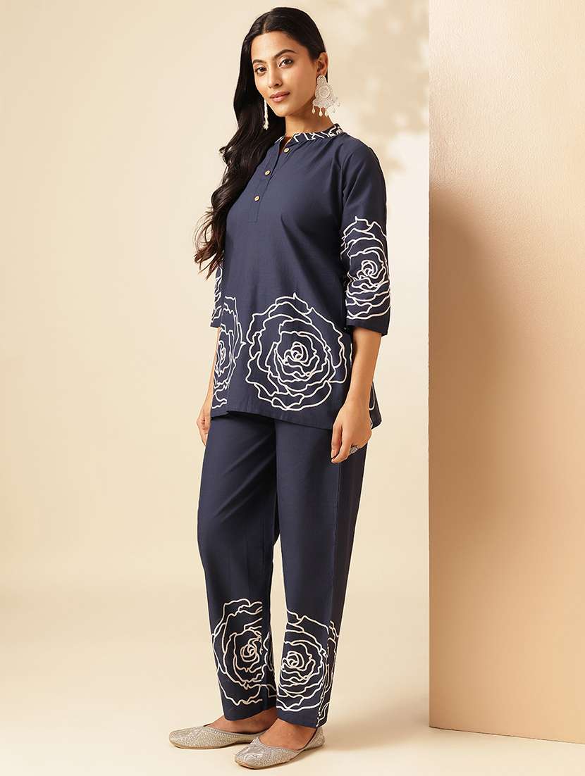 women floral three quarter sleeve ethnic co-ord set - 21910122 -  Standard Image - 1