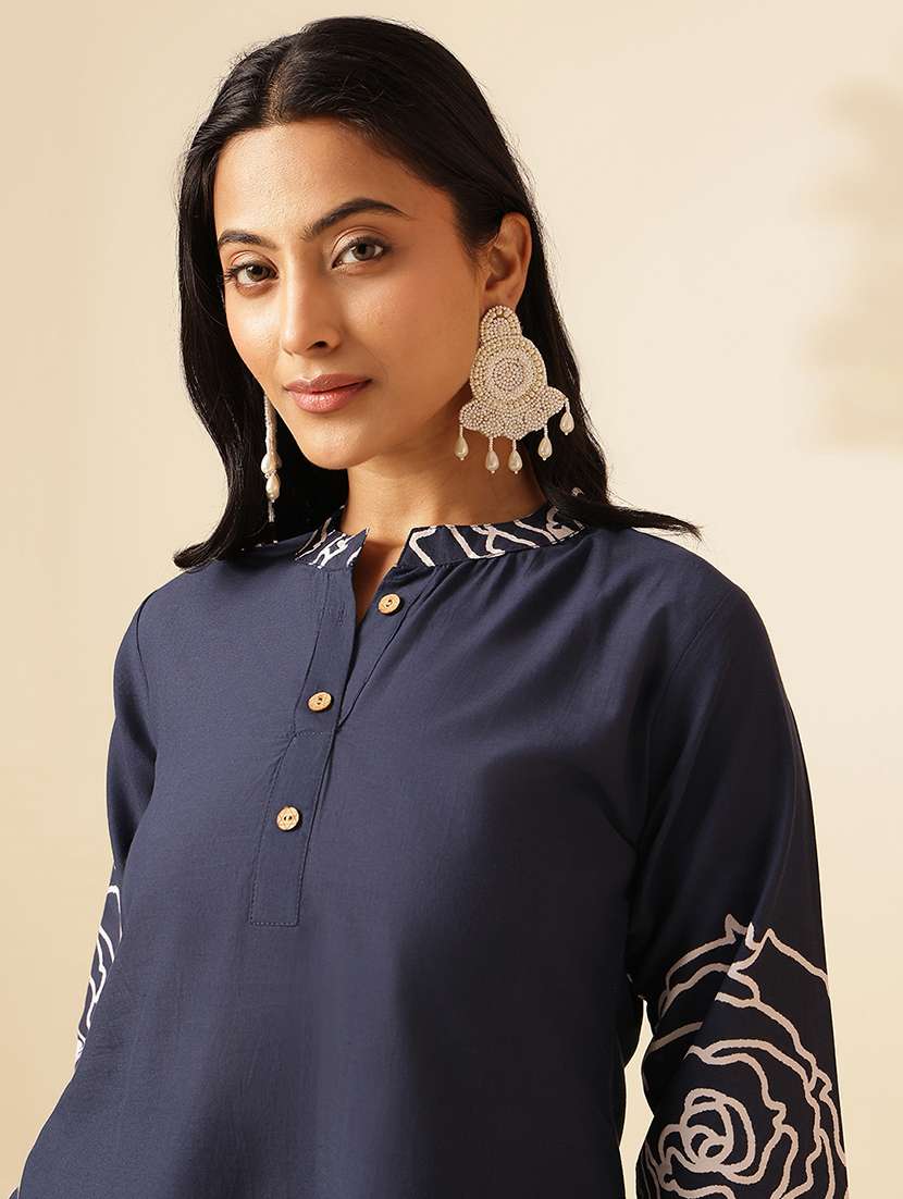 women floral three quarter sleeve ethnic co-ord set - 21910122 -  Standard Image - 4