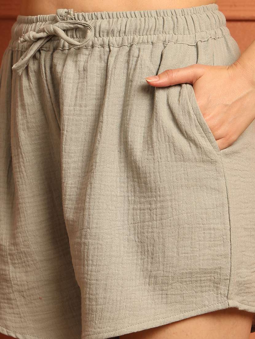 women solid high rise regular shorts - 21910156 -  Standard Image - 4