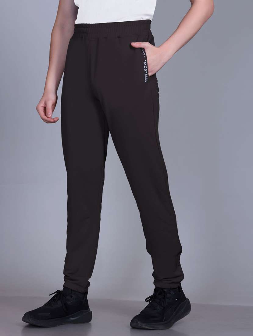 men solid mid rise full length track pant