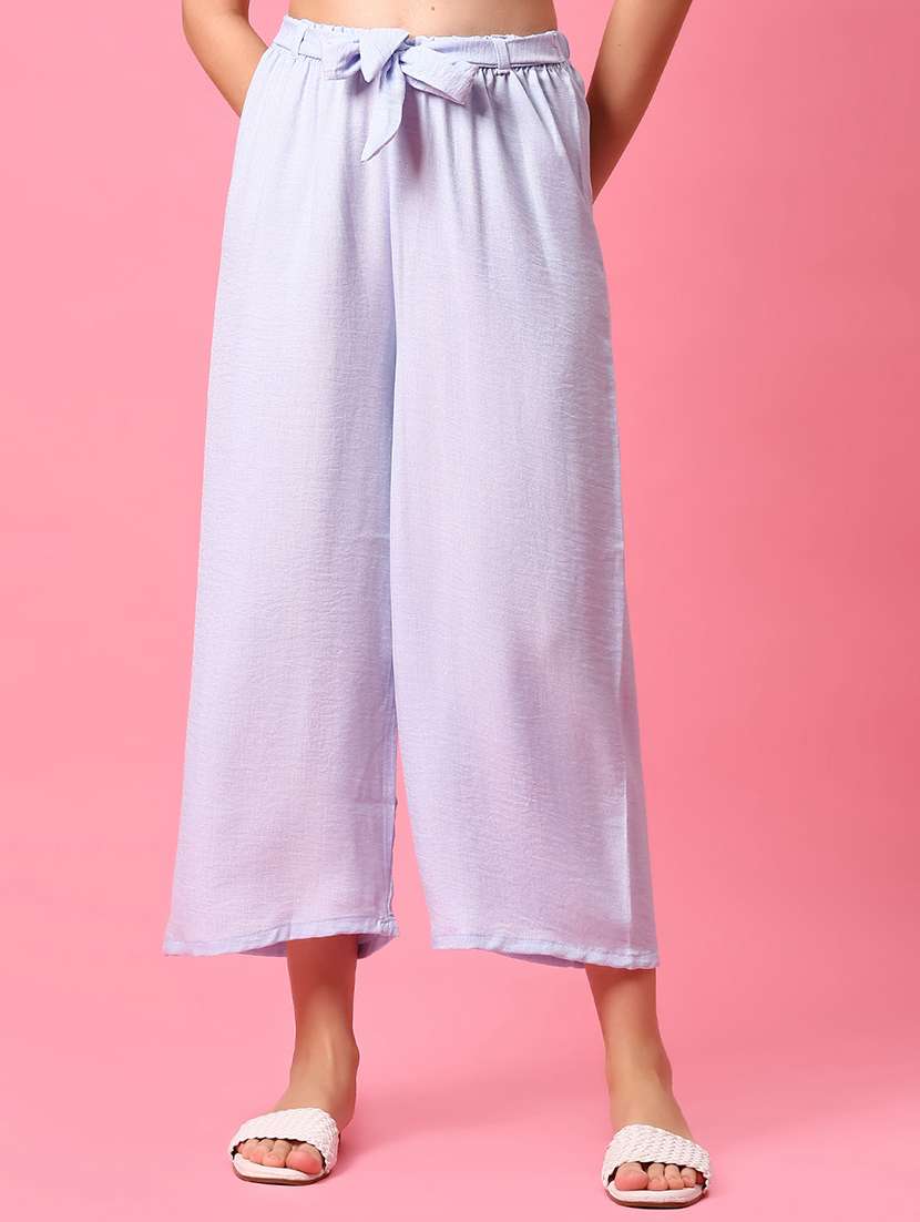 women solid mid rise flaerd palazzo