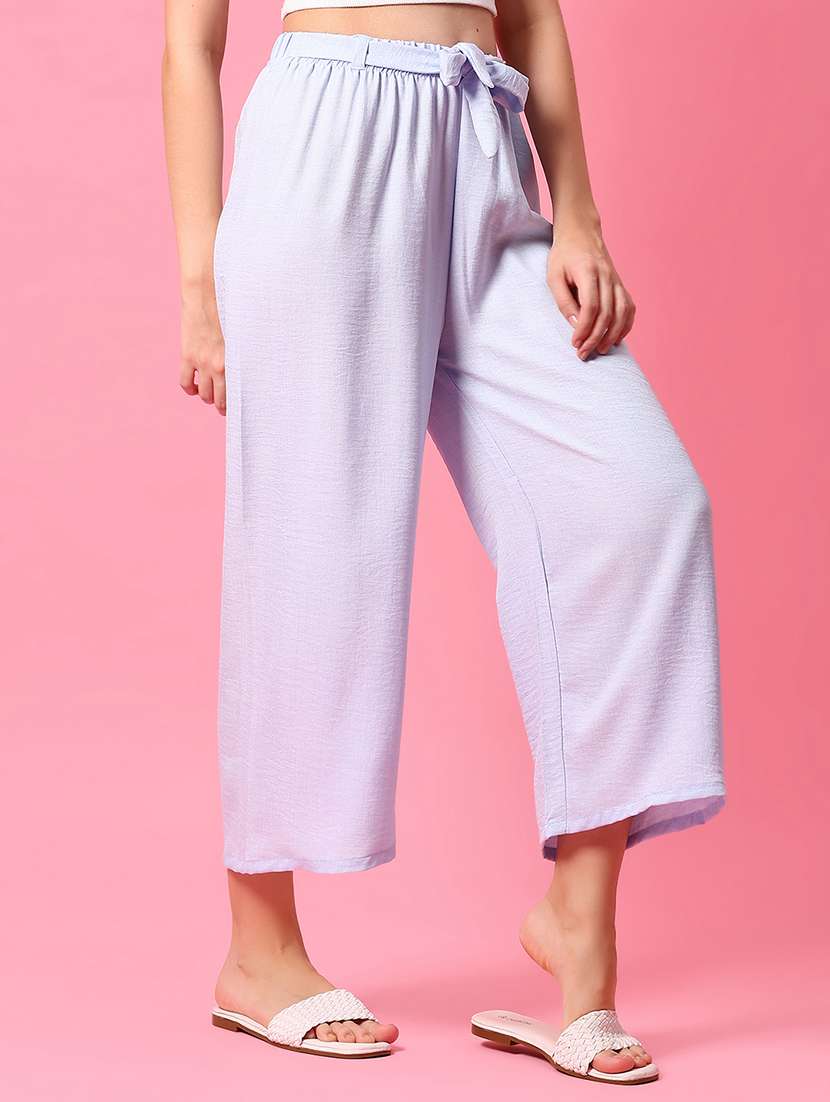women solid mid rise flaerd palazzo - 21910198 - Standard Image - 1