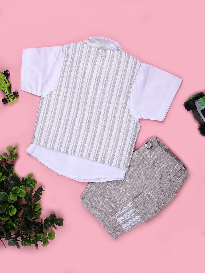 boys striped t-shirt & shorts casual wear set - 21910223 - Standard Image - 1