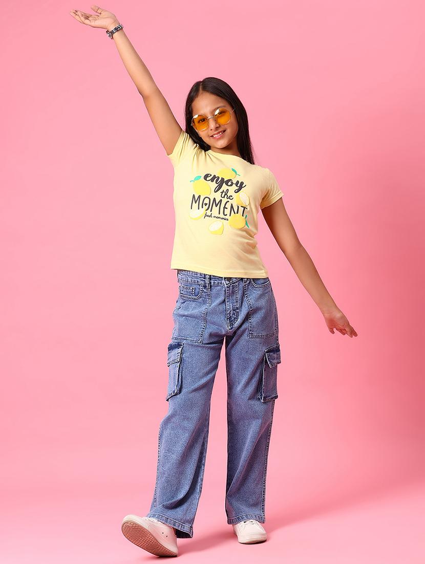 girls typographic printed round neck tees - 21910227 - Standard Image - 4
