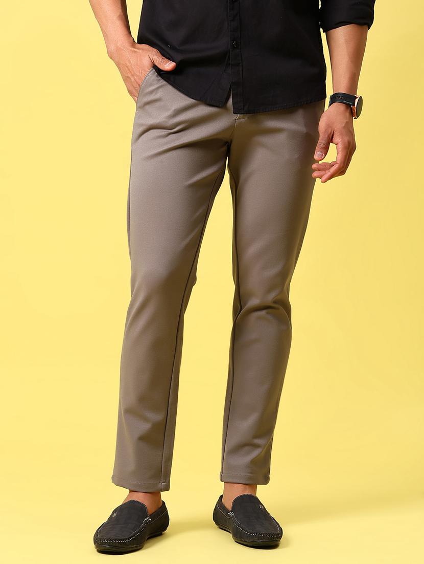 men solid md rise flat front casual chinos  - 21910303 -  Standard Image - 1