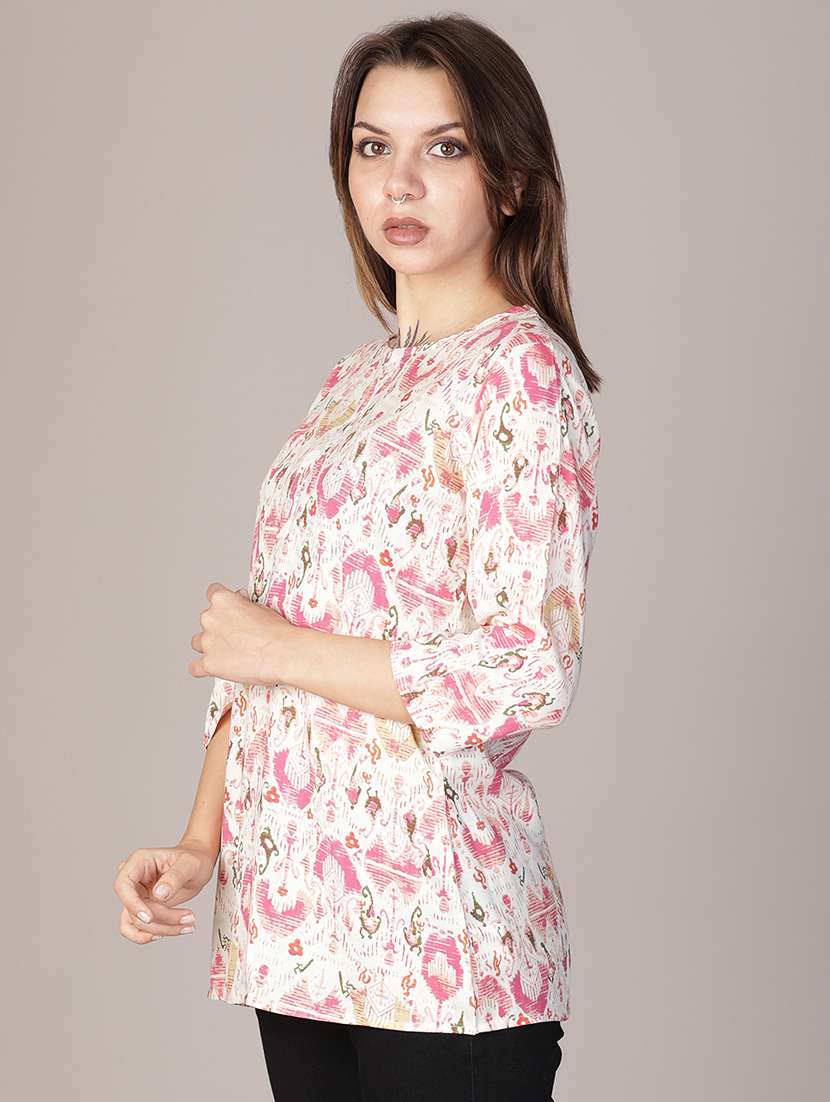 women printed three quarter sleeve kurti - 21910306 -  Standard Image - 1