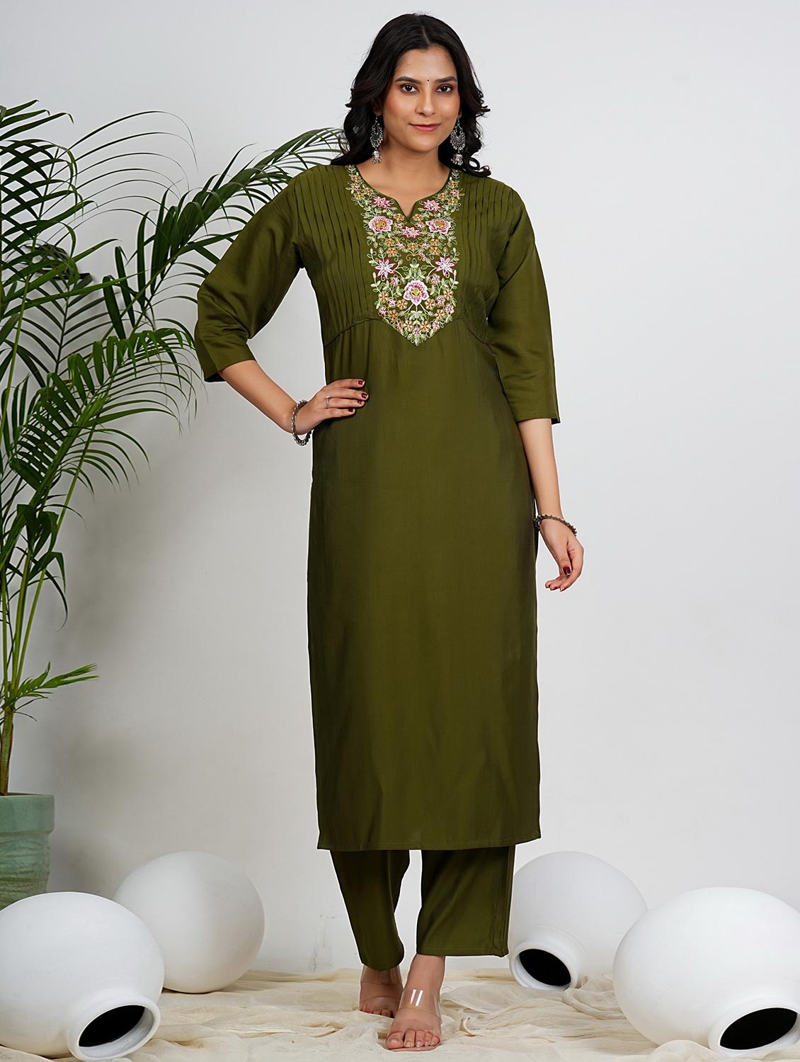 women three quarter sleeve kurta pant with dupatta set - 21910371 - Standard Image - 1