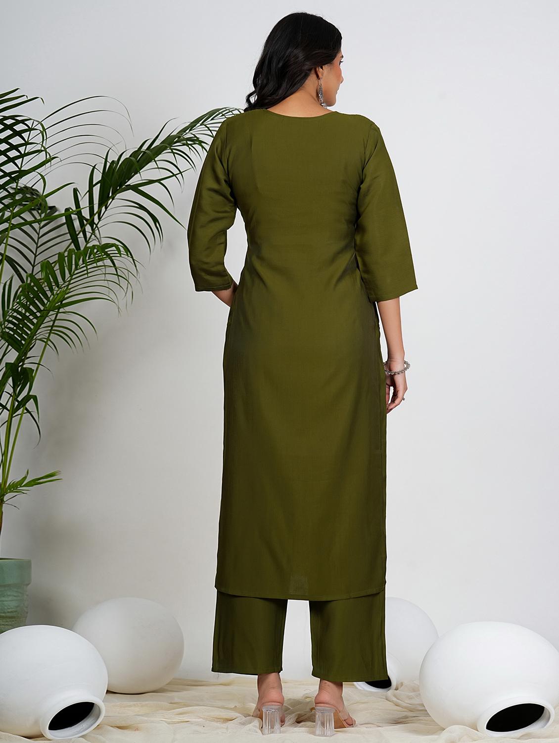 women three quarter sleeve kurta pant with dupatta set - 21910371 - Standard Image - 4