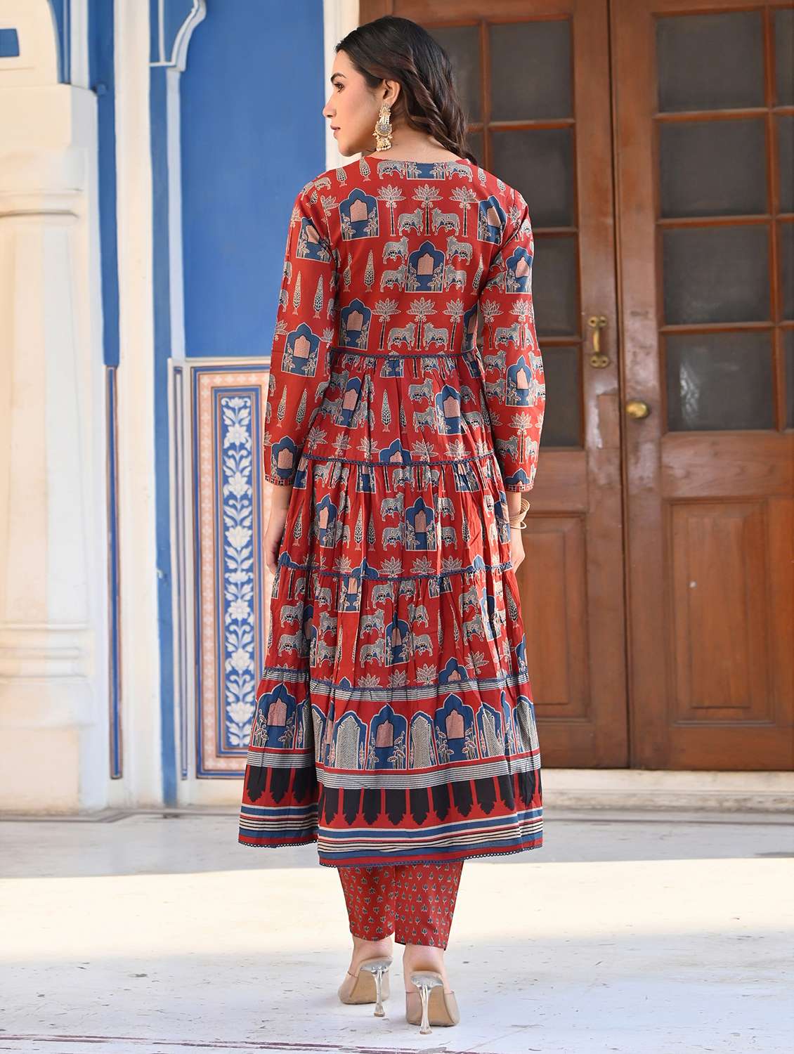 women long sleeve anarkali kurta pant with dupatta set - 21910377 - Standard Image - 4