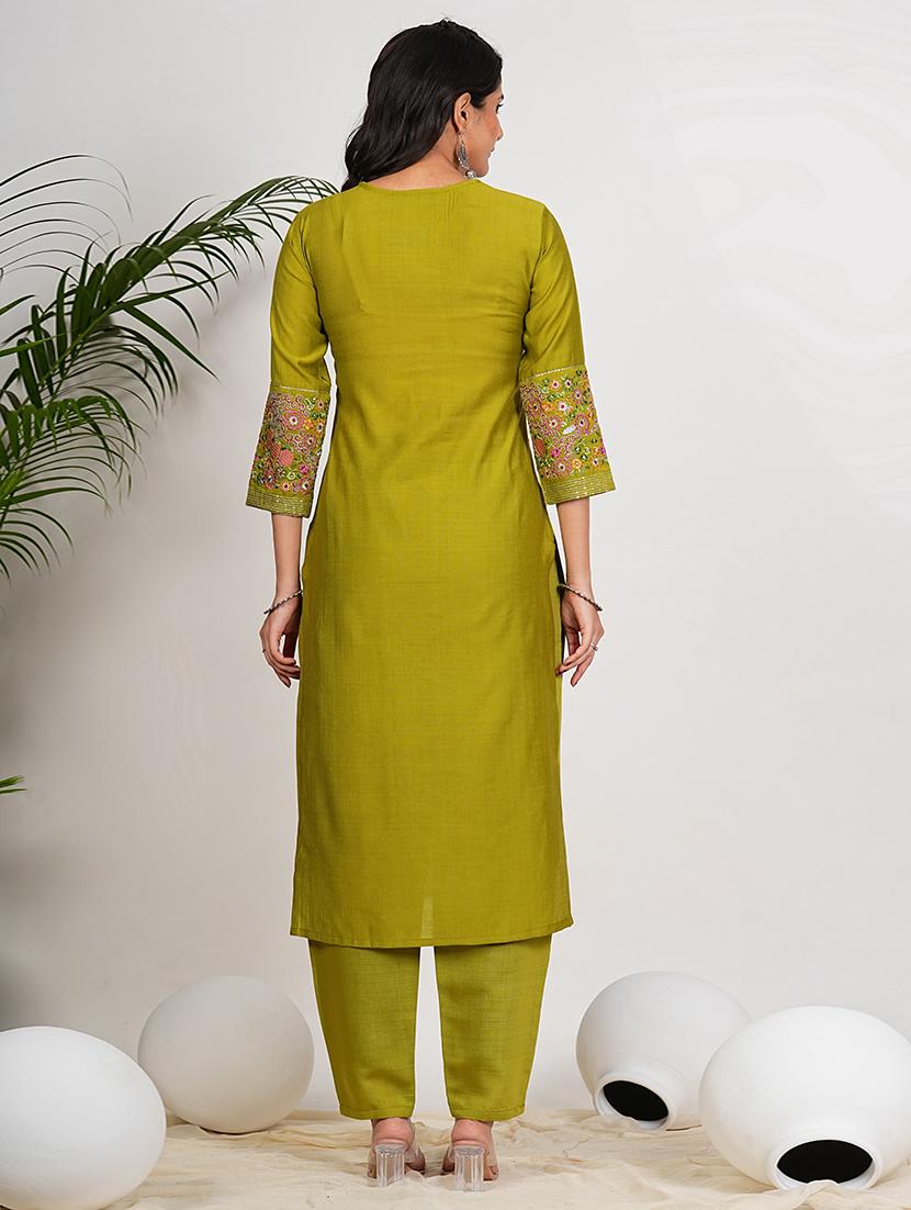 women three quarter sleeve kurta pant with dupatta set - 21910382 - Standard Image - 4