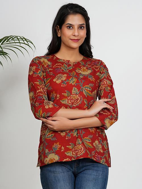 women printed notch neck straight kurti - 21910429 - Standard Image - 0