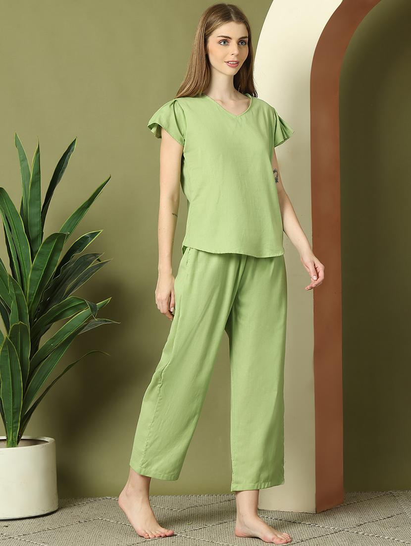 women solid nightwear pyjama set - 21910434 - Standard Image - 1