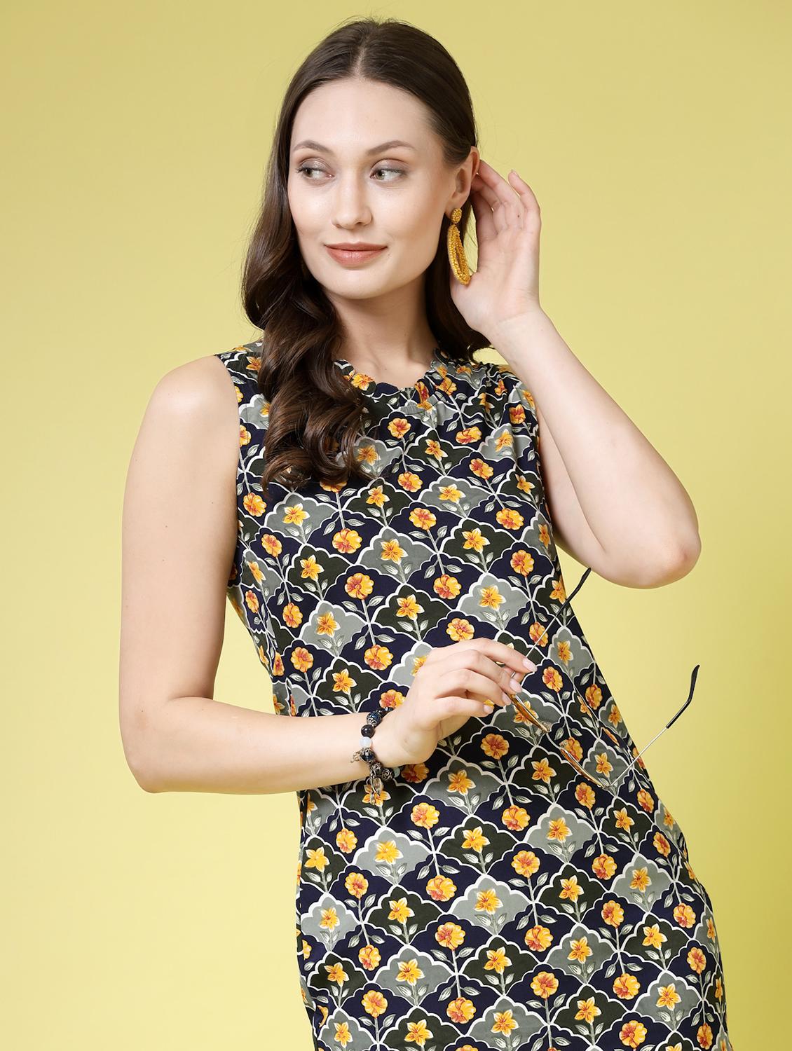 women floral print sleeveless bodycon dress - 21910481 -  Zoom Image - 0