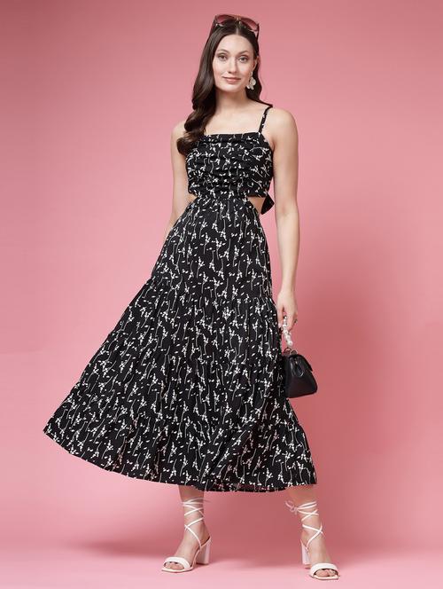 women floral print shoulder strap tiered dress - 21910486 - Standard Image - 0