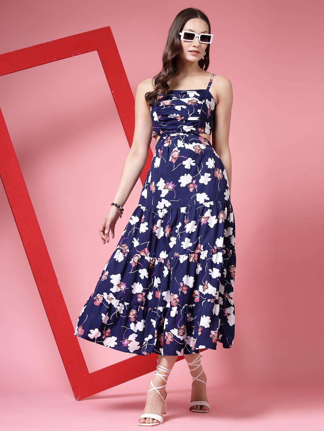 women  floral print shoulder strap tiered dress - 21910487 -  Zoom Image - 0
