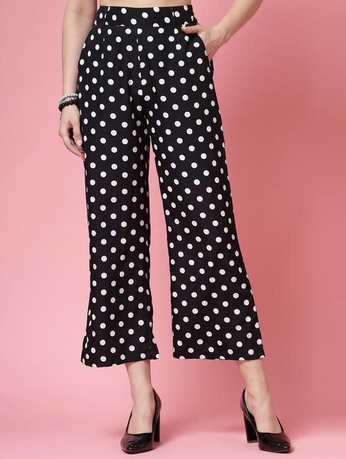 women polka doted high rise straight palazzo - 21910529 -  Standard Image - 0