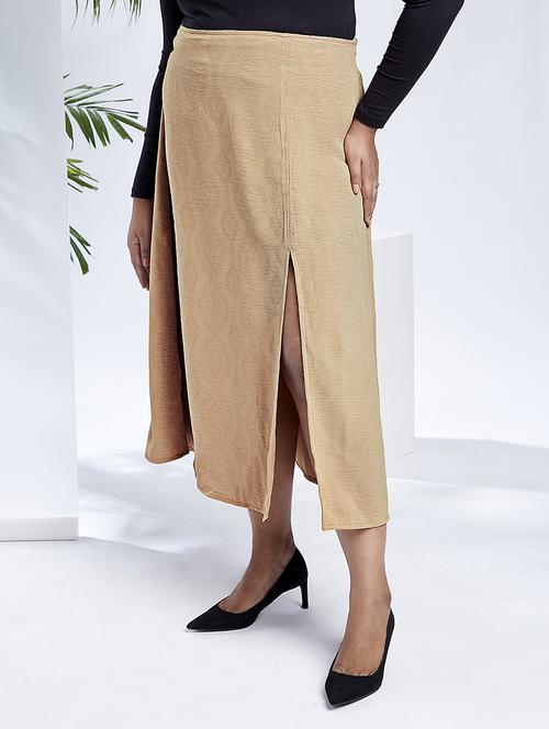 globus gloplus women beige mid-rise self design bohemian front slit plus size a-line midi skirt - 21910559 - Standard Image - 0