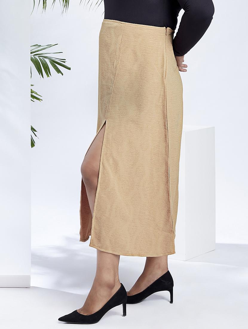 globus gloplus women beige mid-rise self design bohemian front slit plus size a-line midi skirt - 21910559 - Standard Image - 1