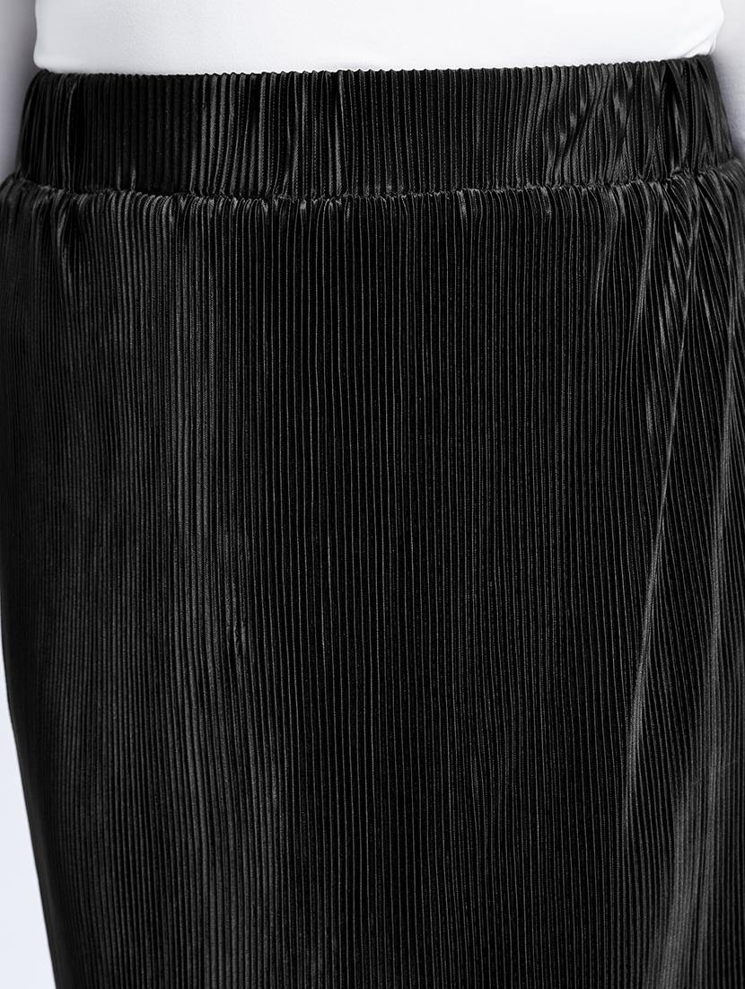 globus gloplus women black mid-rise accodian pleats side slits plus size straight maxi skirt - 21910560 - Standard Image - 4