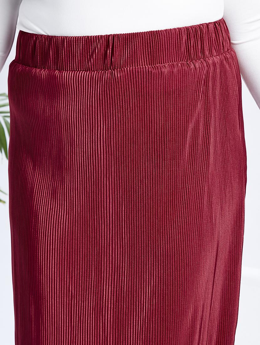 globus gloplus women maroon mid-rise accodian pleats side slits plus size straight maxi skirt - 21910561 - Standard Image - 4