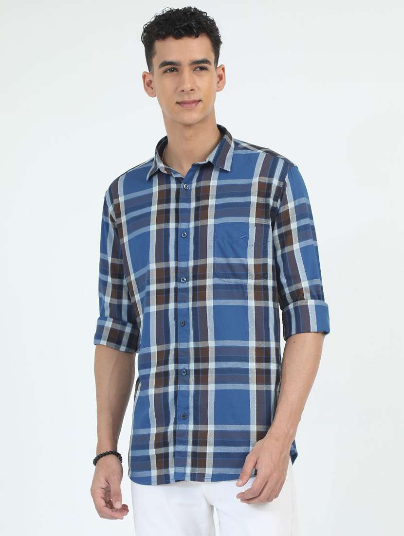 men checkered long sleeve regualr fit casual shirt - 21910587 - Zoom Image - 0