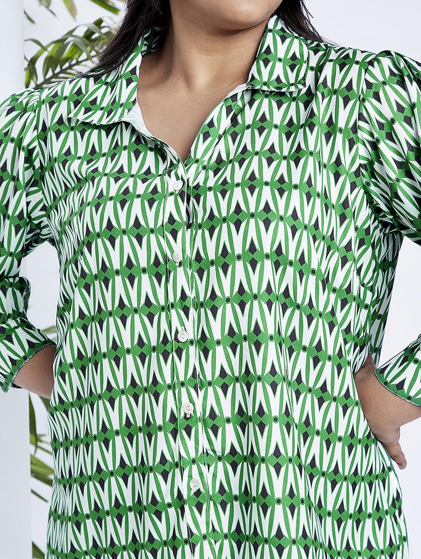 women plus size printed collared shirt - 21910595 - Standard Image - 4