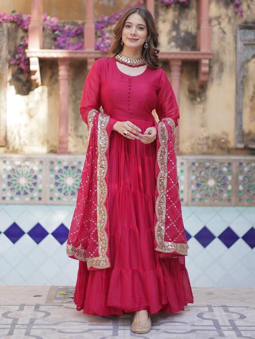 women long sleeve anarkali kurta dupatta set - 21911130 -  Standard Image - 0
