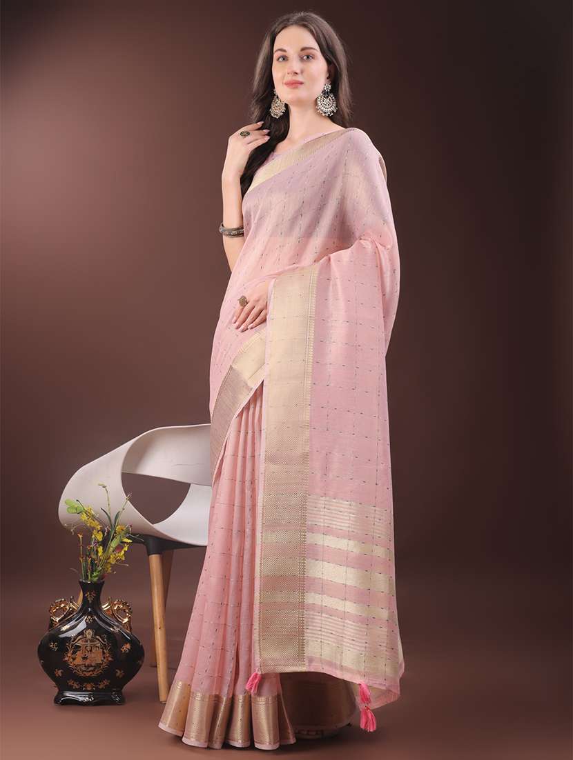 women solid with bordered saree with blouse - 21911505 -  Standard Image - 1