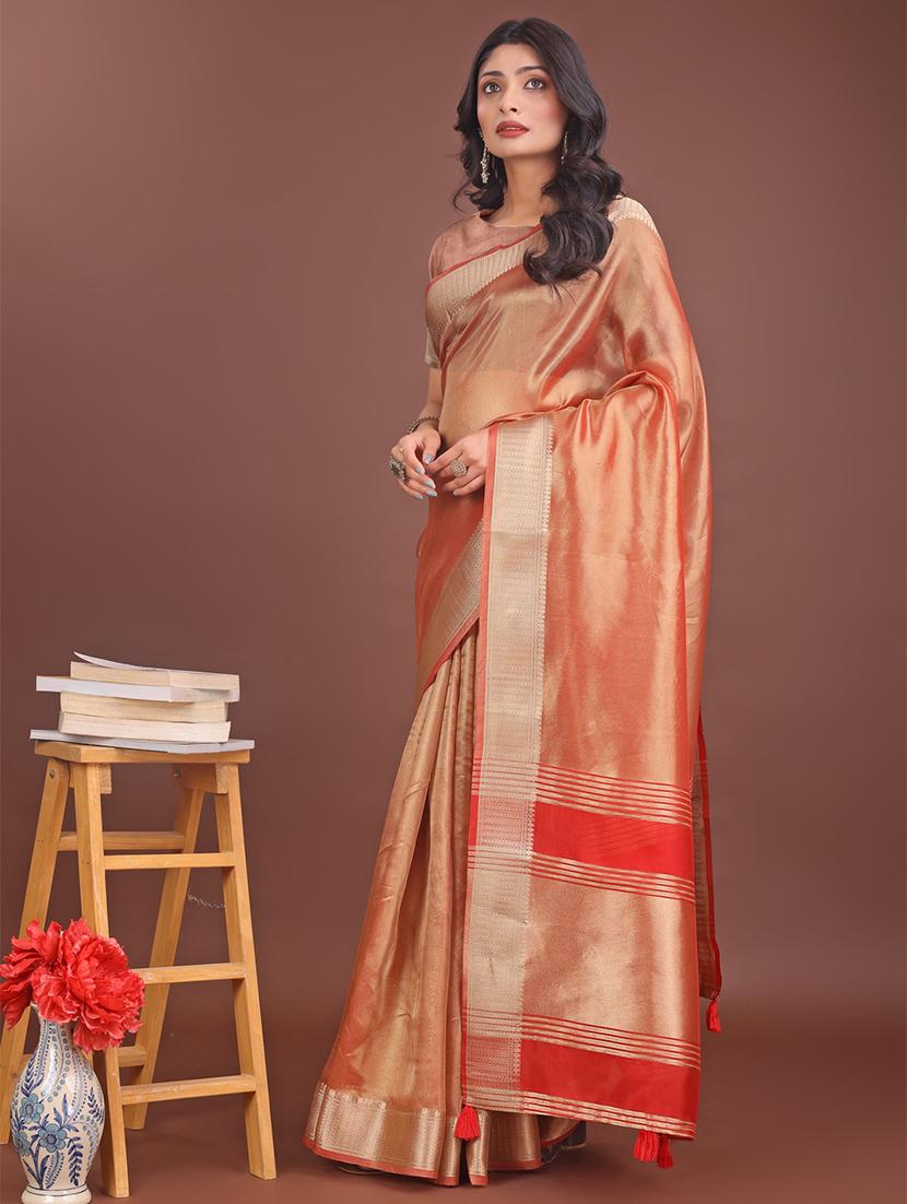 women solid with bordered saree with blouse - 21911511 -  Standard Image - 1
