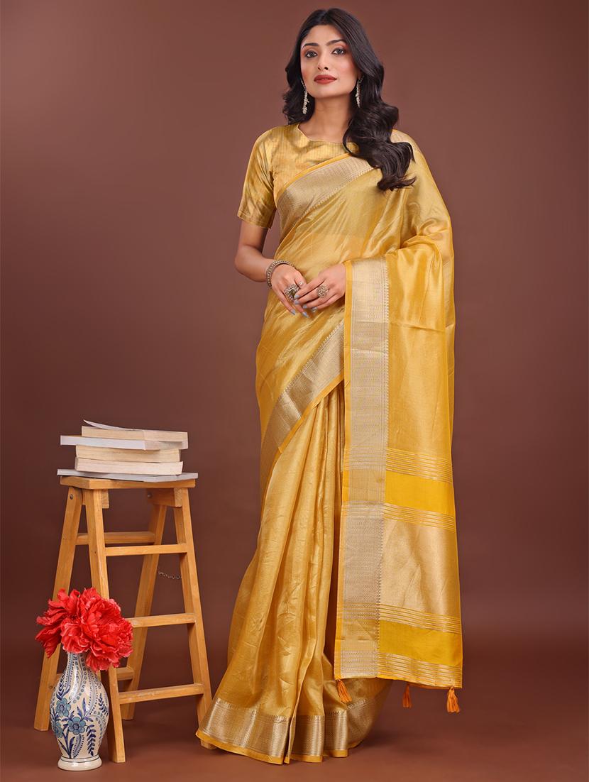 women solid with bordered saree with blouse - 21911512 -  Zoom Image - 0