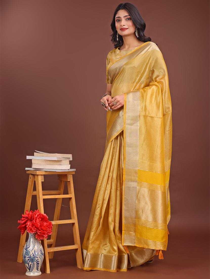 women solid with bordered saree with blouse - 21911512 -  Standard Image - 1