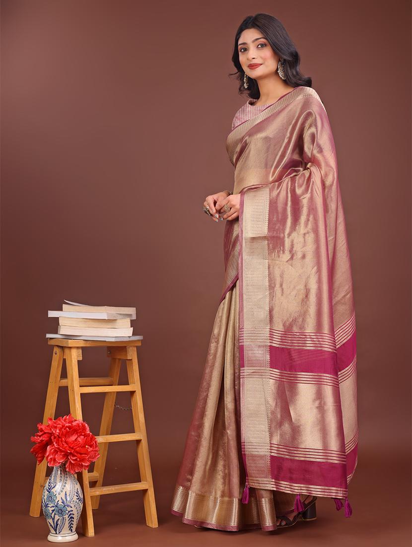 women solid with bordered saree with blouse - 21911513 -  Standard Image - 1