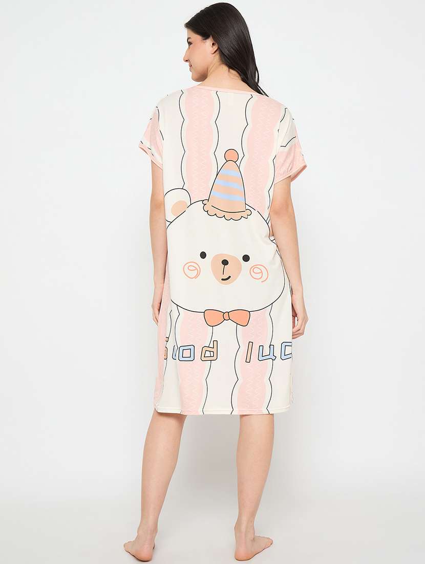 women printed short sleeves sleepshirt - 21911557 -  Standard Image - 4