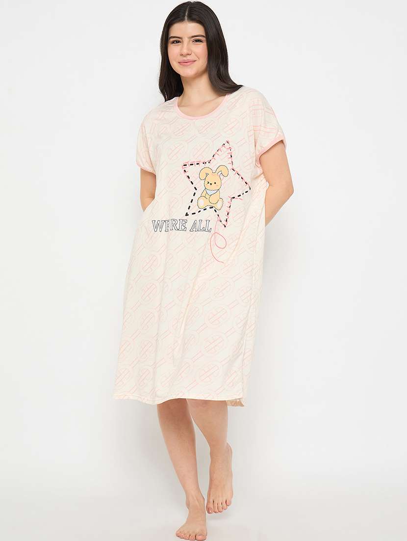 women prinyed short sleeves sleepshirt - 21911567 -  Standard Image - 1